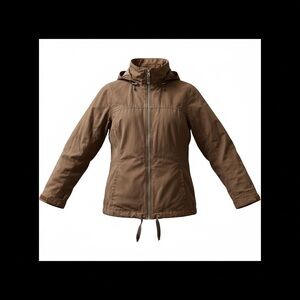 Brown Hooded Zip-Front Women's Jacket
